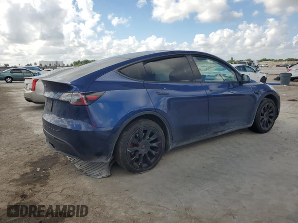 2020 Tesla Model Y Long Range with VIN 5YJYGDEE7LF038244, listed as a Copart auction lot 44153755 with 53,256 mi miles and Salvage Title. Bid and sale history available at DreamBid. Image 3.