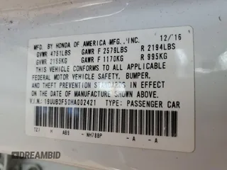 2017 Acura TLX V6 w/Technology Pkg with VIN 19UUB3F50HA002421, listed as a Copart auction lot 49846235 with 105,391 mi miles and Salvage title. Bid and sale history available at DreamBid. Image 12.