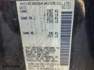 2013 Nissan Altima 3.5 SV with VIN 1N4BL3AP2DC222031, listed as a Copart auction lot 43256295 with 124,811 mi miles and Salvage Title. Bid and sale history available at carsss.com. Image 12.