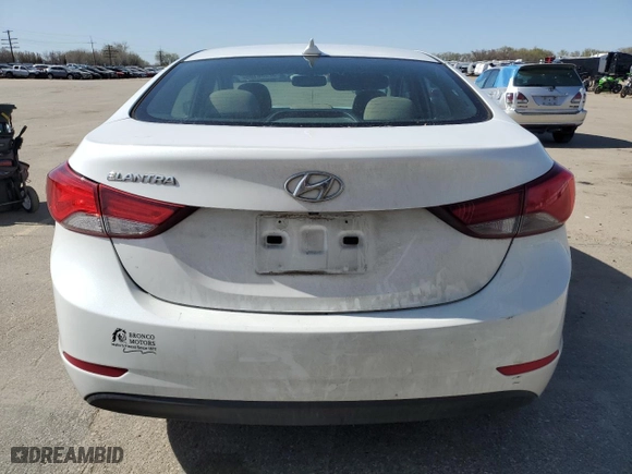 2016 Hyundai Elantra SE with VIN 5NPDH4AE9GH790875, listed as a Copart auction lot 52036105 with 86,760 mi miles and Salvage Title. Bid and sale history available at carsss.com. Image 6.