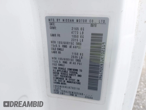 2018 Nissan NV200 S с VIN 3N6CM0KN3JK702119, выставлен на аукционе IAAI как лот 42016602 с пробегом 75 964 миль миль и . История ставок и продаж доступна на DreamBid. Изображение 9.