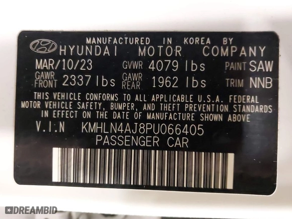 2023 Hyundai Elantra Hybrid Limited with VIN KMHLN4AJ8PU066405, listed as a IAAI auction lot 40583008 with 41,694 mi miles. Bid and sale history available at carsss.com. Image 9.