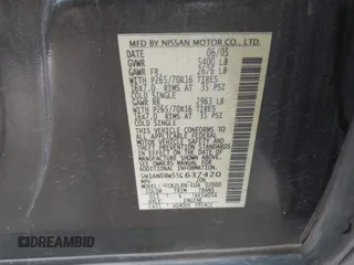 2005 Nissan Xterra S z VIN 5N1AN08W55C637420, wystawiony jako IAAI lot #42290949 z przebiegiem 252 493 mil mil oraz . Historia ofert i sprzedaży dostępna na DreamBid. Obrazek 9.