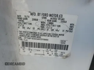 2010 Ford F-150 XL with VIN 1FTMF1EW3AFD75950, listed as a Copart auction lot 42587125 with 137,761 mi miles and Salvage Title. Bid and sale history available at DreamBid. Image 12.