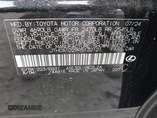 2024 Lexus IS 300 with VIN JTHCA1D29R5132121, listed as a IAAI auction lot 42084925 with 1,335 mi miles and . Bid and sale history available at DreamBid. Image 9.