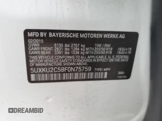 2015 BMW X6 xDrive35i with VIN 5UXKU2C58F0N75759, listed as a Copart auction lot 42512893 with 79,209 mi miles. Bid and sale history available at carsss.com. Image 13.