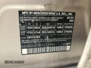 2001 Mercedes-Benz M-Class with VIN 4JGAB54EX1A259944, listed as a Copart auction lot 62058904 with 178,674 mi miles and Clean Title. Bid and sale history available at carsss.com. Image 13.