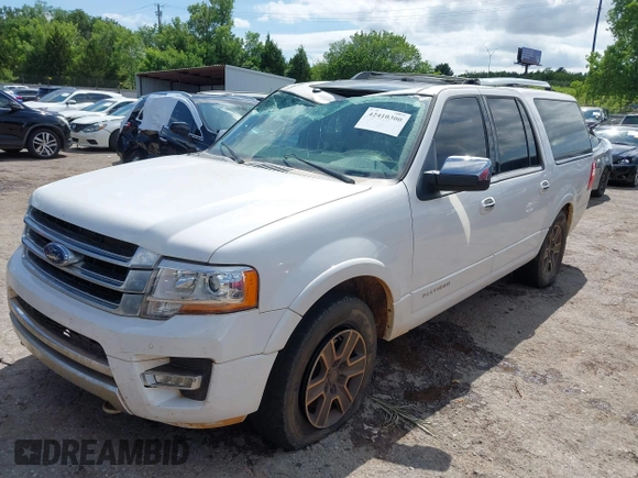 2015 Ford Expedition Max Platinum with VIN 1FMJK1MTXFEF30329, listed as a IAAI auction lot 42410300 with 184,119 mi miles and . Bid and sale history available at DreamBid. Image 2.