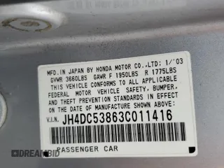 2003 Acura RSX with VIN JH4DC53863C011416, listed as a Copart auction lot 68879824 with 324,931 mi miles and Salvage Title. Bid and sale history available at carsss.com. Image 14.