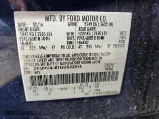 2016 Ford Edge SEL with VIN 2FMPK4J87GBB22914, listed as a Copart auction lot 48478125 with 255,400 mi miles and Salvage Title. Bid and sale history available at carsss.com. Image 14.