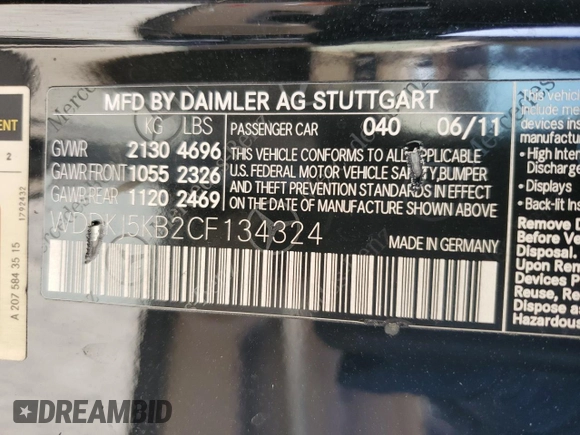 2012 Mercedes-Benz E 350 with VIN WDDKJ5KB2CF134324, listed as a Copart auction lot 42747645 with 78,991 mi miles and Salvage Title. Bid and sale history available at DreamBid. Image 12.