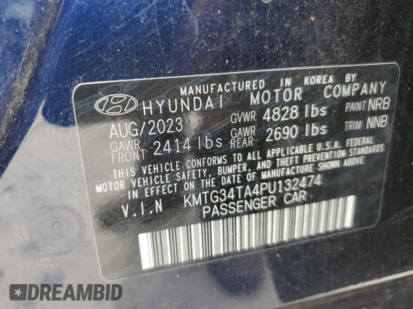 2023 Genesis G70 2.0T with VIN KMTG34TA4PU132474, listed as a Copart auction lot 54640224 with 12,228 mi miles and Non Repairable. Bid and sale history available at DreamBid. Image 12.