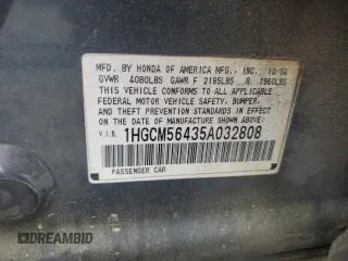 2005 Honda Accord LX with VIN 1HGCM56435A032808, listed as a Copart auction lot 49995895 with 227,349 mi miles and Salvage title. Bid and sale history available at DreamBid. Image 12.