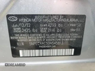 2013 Hyundai Sonata Limited with VIN 5NPEC4AC5DH545813, listed as a Copart auction lot 50504615 with 83,950 mi miles and Salvage Title. Bid and sale history available at DreamBid. Image 15.