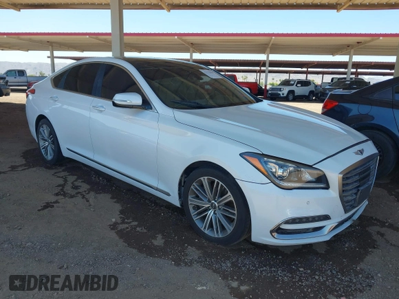 2018 Genesis G80 3.8L with VIN KMHGN4JE3JU216089, listed as a IAAI auction lot 42576639 with 57,382 mi miles and . Bid and sale history available at DreamBid. Image 1.