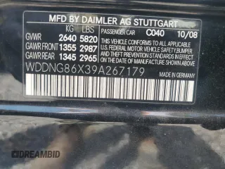 2009 Mercedes-Benz S-Class 5.5L V8 with VIN WDDNG86X39A267179, listed as a Copart auction lot 52216505 with 106,527 mi miles and Salvage Title. Bid and sale history available at carsss.com. Image 12.