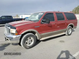 2000 Ford Excursion Limited z VIN 1FMNU42F0YEE49806, wystawiony jako Copart lot #76691814 z przebiegiem 390 012 mil mil oraz Szkoda całkowita • Salvage title. Historia ofert i sprzedaży dostępna na DreamBid. Obrazek 1.