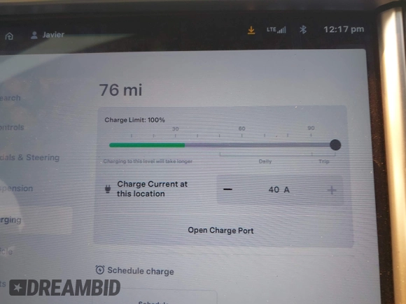 2013 Tesla Model S with VIN 5YJSA1CN3DFP06986, listed as a IAAI auction lot 41271801 with 150,307 mi miles and . Bid and sale history available at DreamBid. Image 17.