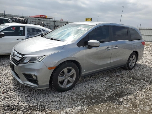 2020 Honda Odyssey EX-L with VIN 5FNRL6H72LB048687, listed as a Copart auction lot 51495345 with 54,121 mi miles and Salvage Title. Bid and sale history available at carsss.com. Image 1.