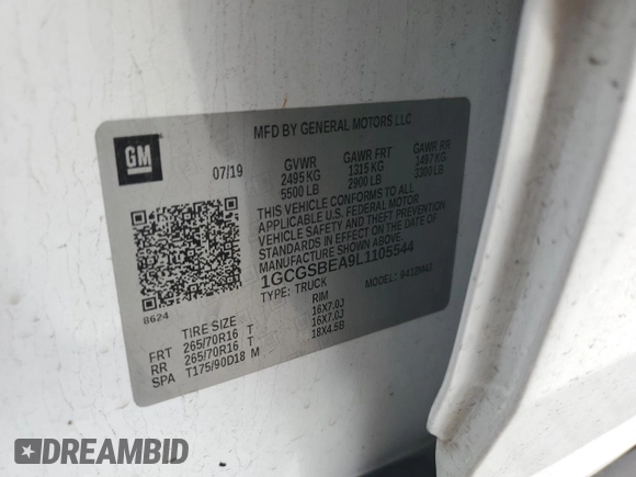 2020 Chevrolet Colorado 2WD Work Truck z VIN 1GCGSBEA9L1105544, wystawiony jako Copart lot #46942335 z przebiegiem 90 485 mil mil oraz Szkoda całkowita • Salvage title. Historia ofert i sprzedaży dostępna na DreamBid. Obrazek 12.