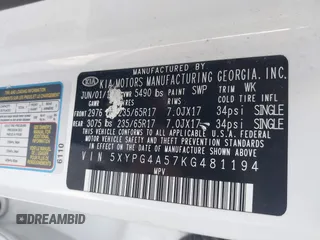 2019 Kia Sorento LX V6 with VIN 5XYPG4A57KG481194, listed as a IAAI auction lot 41748834 with 139,829 mi miles. Bid and sale history available at carsss.com. Image 9.