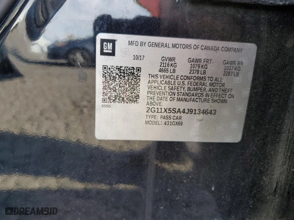 2018 Chevrolet Impala LS with VIN 2G11X5SA4J9134643, listed as a Copart auction lot 79091554 with 139,758 mi miles and Salvage Title. Bid and sale history available at carsss.com. Image 12.