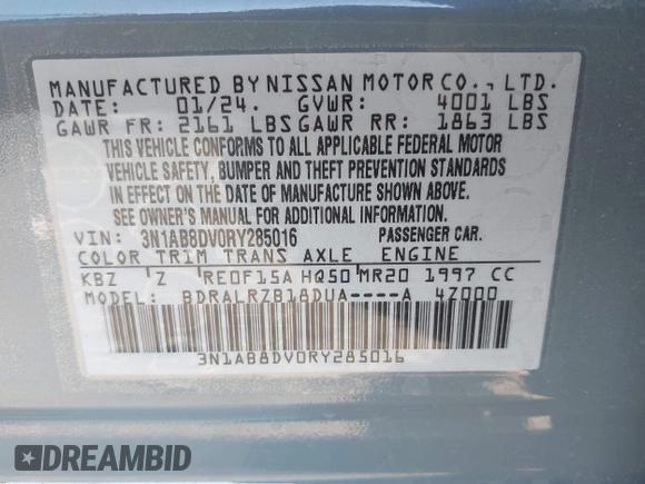 2024 Nissan Sentra SR with VIN 3N1AB8DV0RY285016, listed as a IAAI auction lot 41216867 with 11,167 mi miles. Bid and sale history available at carsss.com. Image 9.