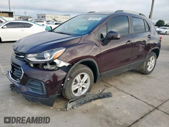 2021 Chevrolet Trax LT with VIN KL7CJPSM1MB365880, listed as a Copart auction lot 60519295 with 4,960 mi miles and Salvage title. Bid and sale history available at DreamBid. Image 1.