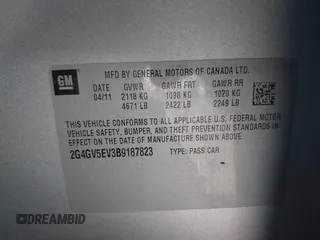2011 Buick Regal with VIN 2G4GV5EV3B9187823, listed as a IAAI auction lot 42140179 with 89,825 mi miles and . Bid and sale history available at DreamBid. Image 9.