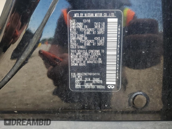2017 Infiniti QX80 with VIN JN8AZ2NE7H9154114, listed as a Copart auction lot 58202525 with 155,750 mi miles and Salvage title. Bid and sale history available at DreamBid. Image 13.