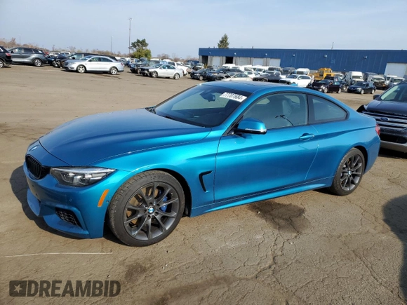 2018 BMW 4 Series 430i with VIN WBA4W3C59JAF91465, listed as a Copart auction lot 77707684 with 49,258 mi miles and Clean Title. Bid and sale history available at DreamBid. Image 1.