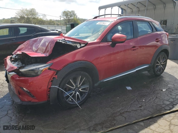 2018 Mazda CX-3 Grand Touring with VIN JM1DKFD70J0323973, listed as a Copart auction lot 73379484 with 127,773 mi miles and Salvage Title. Bid and sale history available at carsss.com. Image 1.