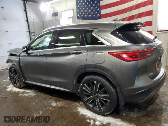2021 Infiniti QX50 Luxe z VIN 3PCAJ5BBXMF124250, wystawiony jako Copart lot #42000515 z przebiegiem 39 209 mil mil oraz Szkoda całkowita • Salvage title. Historia ofert i sprzedaży dostępna na DreamBid. Obrazek 2.