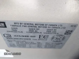 2015 GMC Terrain SLE с VIN 2GKFLWEK7F6191676, выставлен на аукционе IAAI как лот 40430136 с пробегом 108 902 миль миль и . История ставок и продаж доступна на DreamBid. Изображение 9.