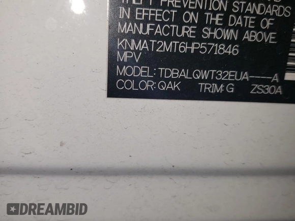 2017 Nissan Rogue SV with VIN KNMAT2MT6HP571846, listed as a Copart auction lot 54995735 with 8,751 mi miles and Salvage title. Bid and sale history available at DreamBid. Image 13.