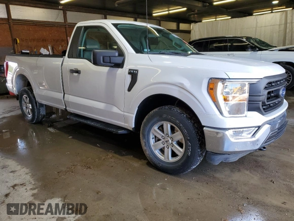 2021 Ford F-150 XL with VIN 1FTMF1EB8MKE16551, listed as a Copart auction lot 54966435 with 41,590 mi miles and Salvage title. Bid and sale history available at DreamBid. Image 4.