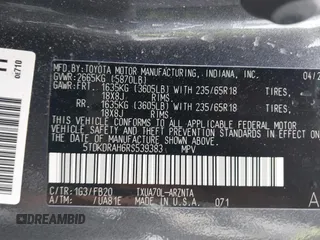 2024 Toyota Highlander LE z VIN 5TDKDRAH6RS539383, wystawiony jako IAAI lot #42267073 z przebiegiem 26 293 mil mil oraz . Historia ofert i sprzedaży dostępna na DreamBid. Obrazek 9.