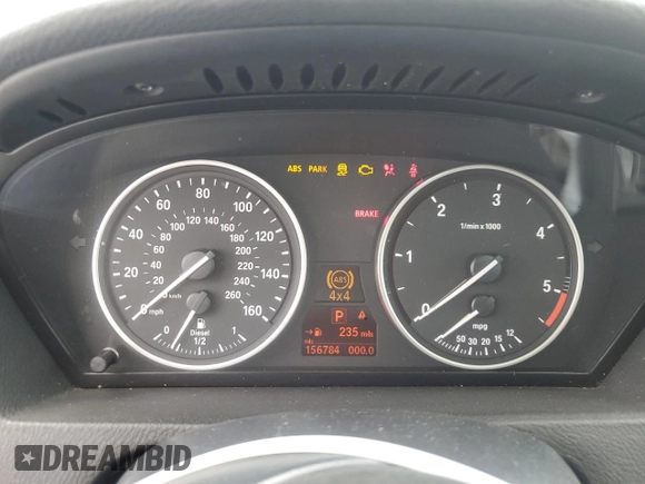 2010 BMW X5 35d with VIN 5UXFF0C5XALT75361, listed as a Copart auction lot 57640615 with 156,784 mi miles and Salvage title. Bid and sale history available at DreamBid. Image 9.