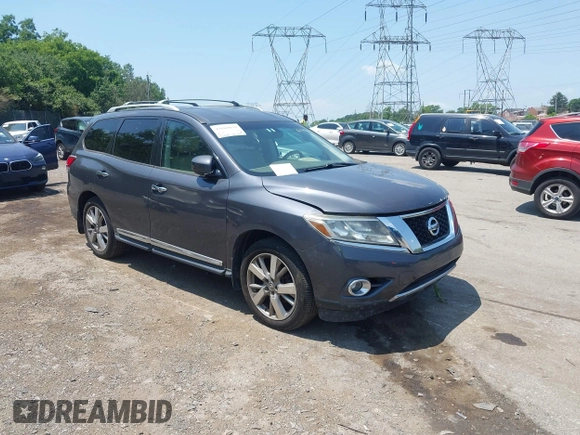 2013 Nissan Pathfinder Platinum with VIN 5N1AR2MM3DC617461, listed as a IAAI auction lot 42602039 with 145,209 mi miles and . Bid and sale history available at DreamBid. Image 1.