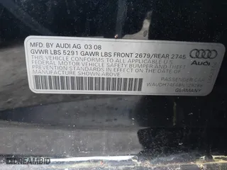 2008 Audi A6 with VIN WAUDH74F48N129288, listed as a IAAI auction lot 41960697 with 196,713 mi miles. Bid and sale history available at carsss.com. Image 9.