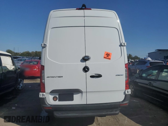 2023 Mercedes-Benz Sprinter Cargo with VIN W1Y4KBHY9PT145169, listed as a Copart auction lot 73496874 with 17,555 mi miles and Salvage Title. Bid and sale history available at carsss.com. Image 6.