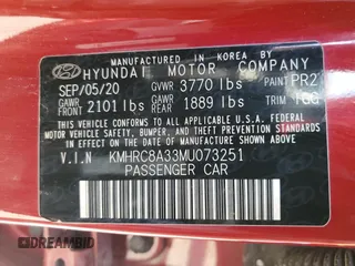 2021 Hyundai Venue SEL with VIN KMHRC8A33MU073251, listed as a Copart auction lot 54478155 with 59,531 mi miles and Clean Title. Bid and sale history available at carsss.com. Image 13.