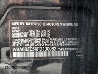 2015 BMW 6 Series 650i z VIN WBA6B2C5XFD130082, wystawiony jako Copart lot #58449885 z przebiegiem Nie podano mil oraz Czysty tytuł • Clean title. Historia ofert i sprzedaży dostępna na DreamBid. Obrazek 13.