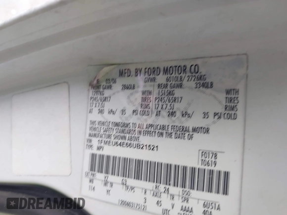 2006 Ford Explorer Eddie Bauer с VIN 1FMEU64E66UB21521, выставлен на аукционе IAAI как лот 42659919 с пробегом 226 396 миль миль и . История ставок и продаж доступна на DreamBid. Изображение 9.
