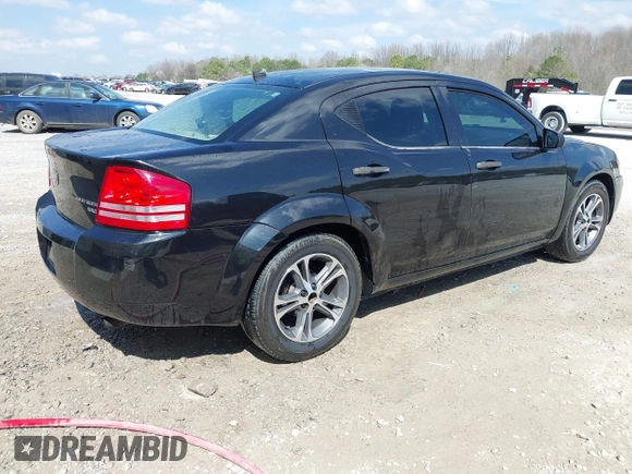 2010 Dodge Avenger SXT with VIN 1B3CC4FD0AN180494, listed as a IAAI auction lot 41805186 with 185,783 mi miles. Bid and sale history available at carsss.com. Image 4.