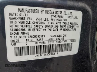 2012 Infiniti M37 with VIN JN1BY1AR8CM390513, listed as a Copart auction lot 78082344 with 130,540 mi miles and Non Repairable. Bid and sale history available at carsss.com. Image 13.