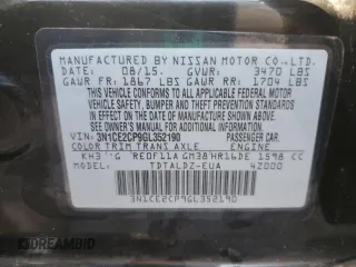 2016 Nissan Note S with VIN 3N1CE2CP9GL352190, listed as a Copart auction lot 89021605 with 316,120 mi miles and Salvage Title. Bid and sale history available at DreamBid. Image 12.