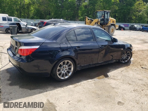 2010 BMW 5 Series 528i with VIN WBANU5C56AC364807, listed as a Copart auction lot 52123605 with 108,557 mi miles and Salvage Title. Bid and sale history available at carsss.com. Image 3.