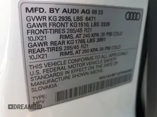 2023 Audi Q8 Premium with VIN WA1AVBF12PD044905, listed as a Copart auction lot 53206695 with 30,014 mi miles and Salvage title. Bid and sale history available at DreamBid. Image 13.