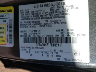 2015 Ford Fusion SE with VIN 3FA6P0H71FR189411, listed as a IAAI auction lot 41807822 with 217,329 mi miles. Bid and sale history available at carsss.com. Image 9.